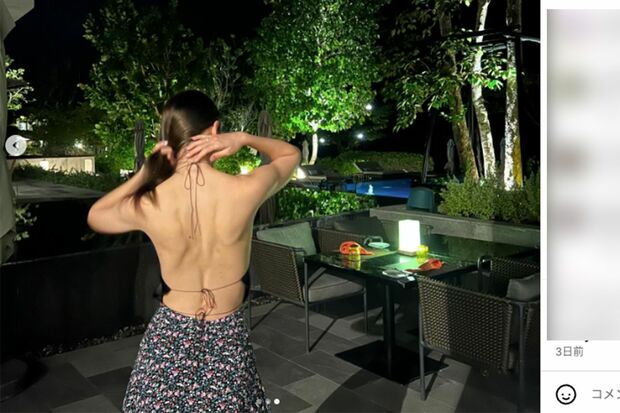 賛否となったマギーのまる出しファッション（本人インスタグラムより）