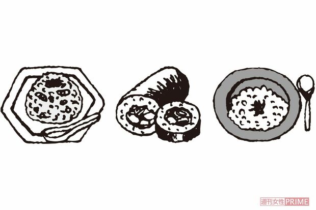 チャーハン・巻き寿司・リゾット　イラスト／小島サエキチ