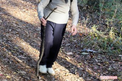 拾った棒は転倒したときに刺さることがあるので危険。登山用の杖などを用意したい