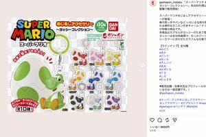 大人気の『スーパーマリオめじるしアクセサリー~ヨッシーコレクション~』(バンダイ・ガシャポン公式インスタグラムより)