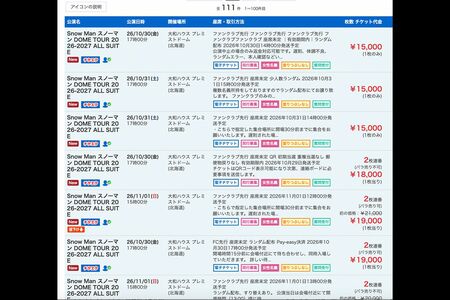 転売サイトに出品されている『SnowManDOMETOUR2026-2027ALLSUIT』のチケットは半数以上が北海道公演だった