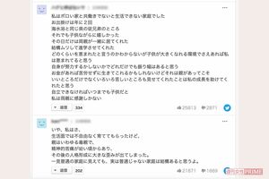 「親ガチャ」についてのヤフーニュース記事についたコメント。2万以上の「そう思う」が