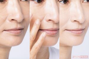 お悩み1「ほうれい線隠しには小鼻の横に光を仕込む」 撮影/矢島泰輔