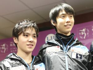 宇野昌磨と羽生結弦　撮影／坂本清