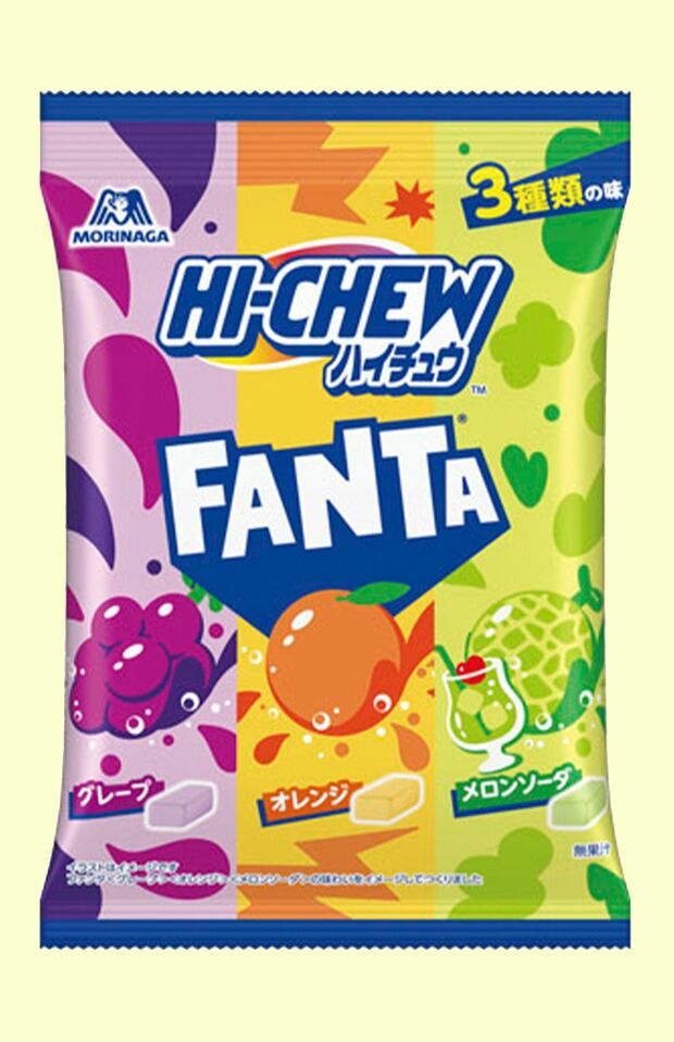 日本コカ･コーラの炭酸飲料『ファンタ』の味わいを森永製菓のキャンディ『ハイチュウ』で表現。期間限定ながら、昨年に続き今年も4月末から発売中