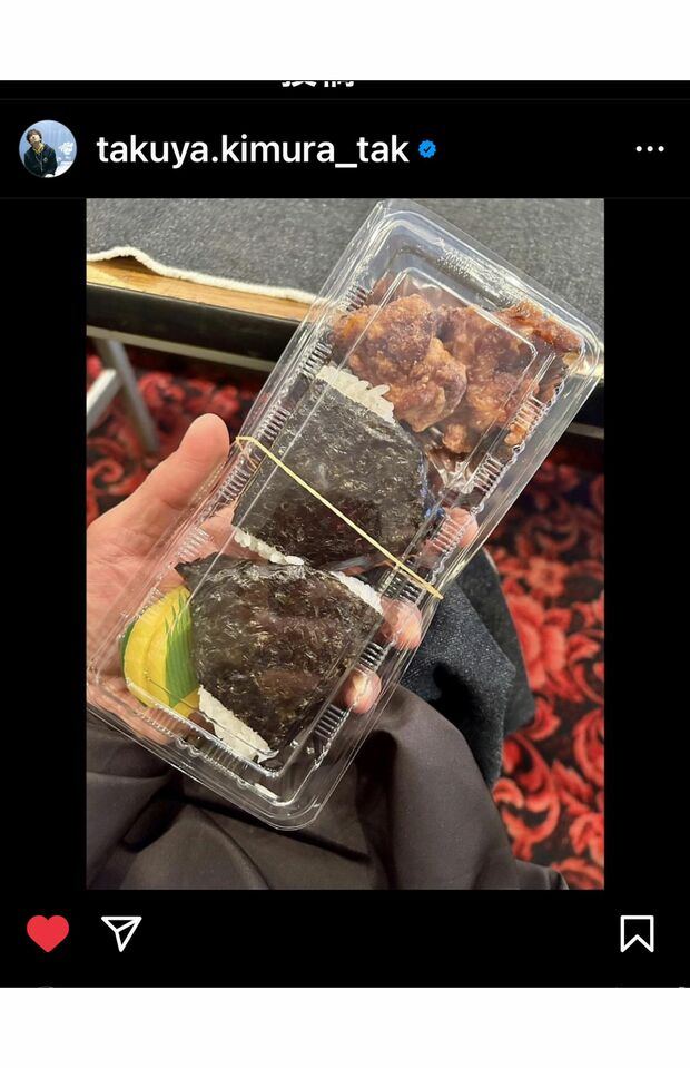 『お弁当のポパイ』おにぎり弁当（木村拓哉のインスタグラムより）
