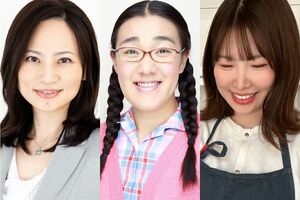 （左から）丸山晴美さん、『たんぽぽ』の白鳥久美子さん、みくぽん