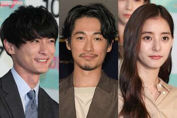 ダブル主演の新木優子（写真右）と高良健吾（左）。和製シャーロック役のディーン・フジオカ（同中）