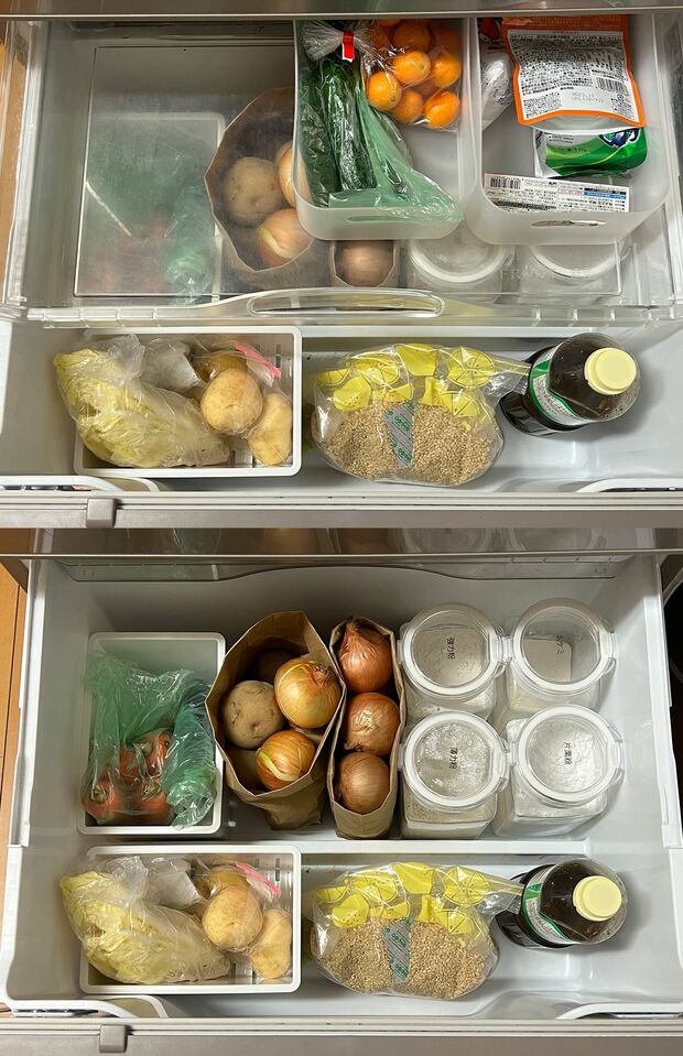 海老原さんの整頓された野菜室（写真提供／海老原さん）