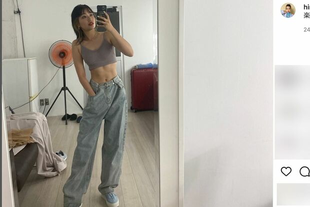 鍛えていた肉体をインスタにアップする梅村妃名子（本人インスタグラムより）