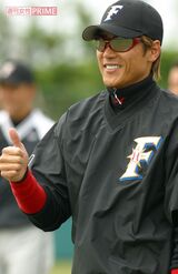 現役時代の新庄剛志（'04年・沖縄キャンプ）