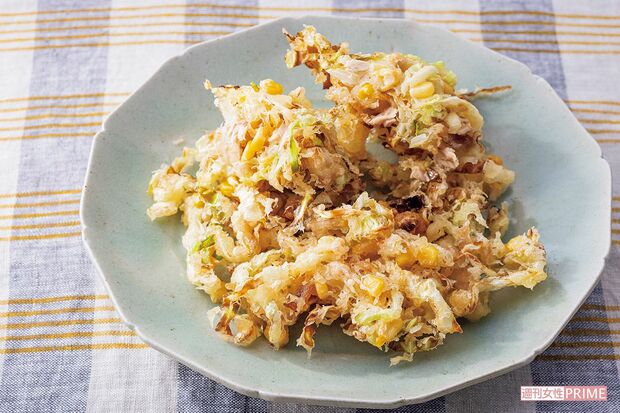 ツナコーンとキャベツのかき揚げ