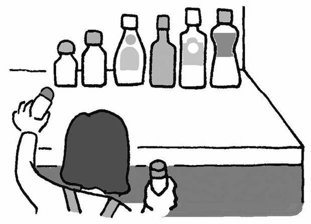 “とりあえずきれいに並べる”だけでも片づいたように見える！（イラスト／スヤマミズホ）