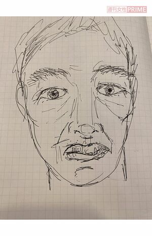 川田さん（仮名）が描いた体当たり男の似顔絵