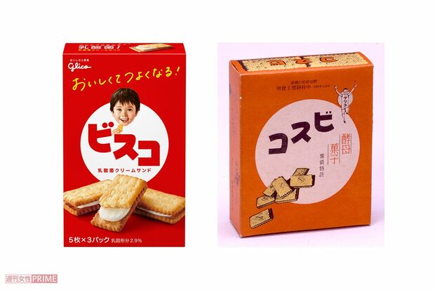 初代のパッケージと現在のビスコ