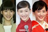 綾瀬はるか（写真左から2005年・20歳、2015年・30歳、2019年・34歳）
