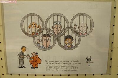非入所者は五輪のために犠牲にするのかと絵で講義