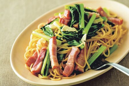 ベーコンと小松菜の和風パスタ