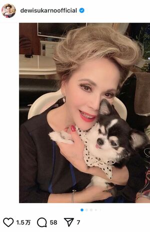 2024年11月に亡くなった愛犬パールちゃんとデヴィ夫人（公式インスタグラムより）