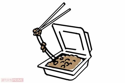 中村先生が注目する若返りホルモンを増やす食材「納豆」（イラスト／赤松かおり）