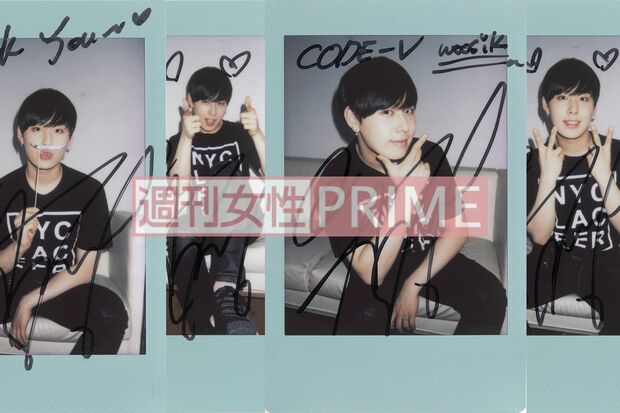 取材の最後に、サインを書いてくれたチェキを計4名様にプレゼント。週刊女性PRIMEのサイト内で画像をクリックすると応募ページにとびます。