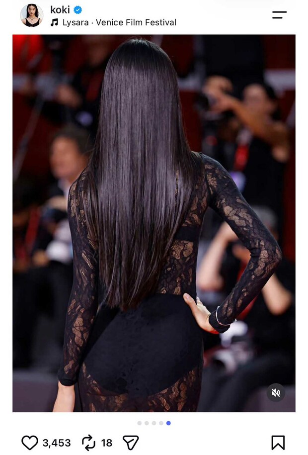 スケスケのドレスを着こなすKoki（本人のインスタグラムより）