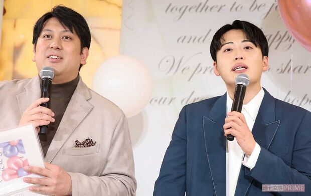 お笑いコンビ『レインボー』（左・ジャンボたかお、右・池田直人）