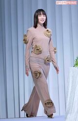 映画『てっぺんの向こうにあなたがいる』完成報告会見に登場した、のん。独特な衣装が話題に