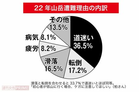 ’22年山岳遭難理由の内訳