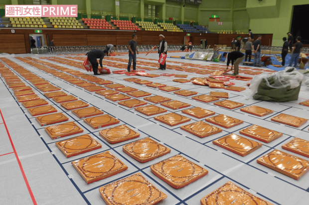 土俵柄の座布団がかわいい