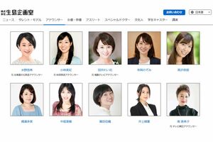 『生島企画室』に所属するアナウンサー（公式ホームページより）