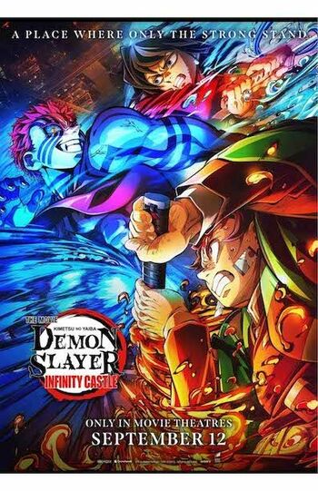 『劇場版「鬼滅の刃」無限城編 第一章 猗窩座再来』の英語版キービジュアル(「DemonSlayerDaily」公式Xより)