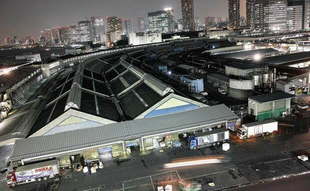  貨車用に設計されたため、扇形の築地市場