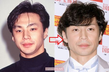 東山紀之「セクシーでよくお似合いです。昔と比べても、顔立ちがさほど老化していないので、好きなスタイルに挑戦を!」(左は1992年)