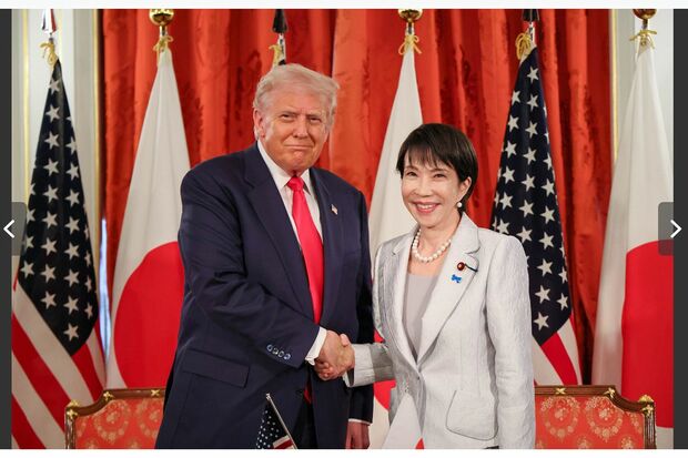 高市早苗首相と握手を交わすトランプ大統領(首相官邸公式HPより)