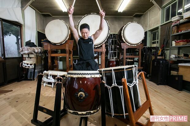 練習であっても、太鼓に向き合えば瞬時に空気が変わり、気迫がみなぎる　撮影／齋藤周造