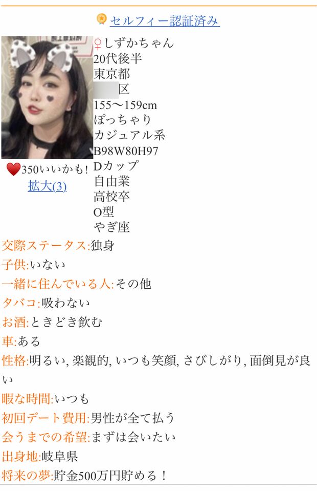 出会い系サイトに登録していた、伊藤りの容疑者のプロフィール