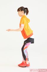 《1》を横から見た図。足の裏は、親指と小指の付け根、かかとの三角形を意識して感じるとラク。全身のバランスがとりやすくなる。