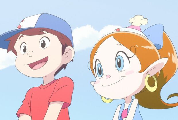 修行のため人間界へやってきたアクビと、ご主人様のカン太郎。アクビは、現代っ子・カン太郎の夢を探すことができるのか……　(C)タツノコプロ・読売テレビ