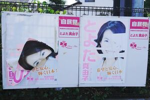 選挙区内に貼られた豊田氏のポスターの中には破られているものも少なくない