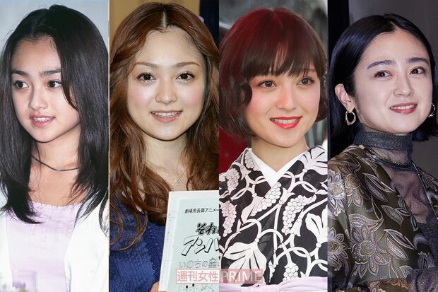 安達祐実（写真左から'98年・17歳、'06年・25歳、'14年・33歳、'21年・40歳）