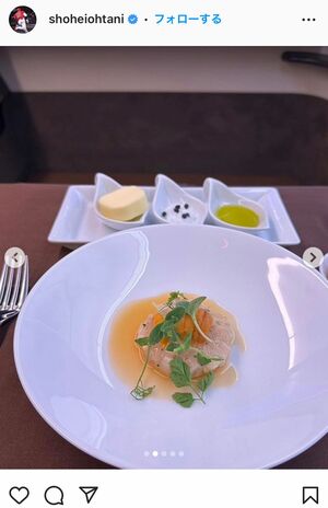 サポート契約を結んでいるJALでのフライトを満喫した大谷翔平（大谷のインスタグラムより）