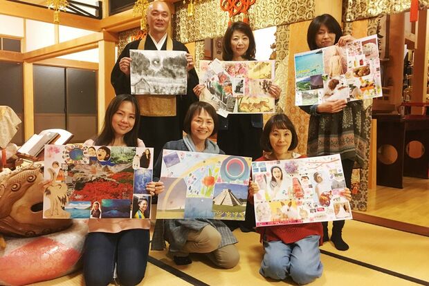 「ビジョンマッピング」は、雑誌を切り貼りして文字を加え、そのときの自分を表現する心のスケッチ