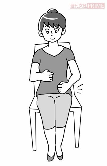 「ひざたたき」やり方1（イラスト／赤松かおり）