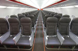 「座席は基本的に通路を挟み両側に3席ずつ。前後の狭さは否めません」（秋本さん）。写真提供：ジェットスター・ジャパン