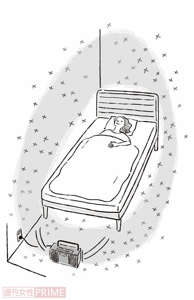 「寝るとき音響療法」（イラスト／秋葉あきこ）