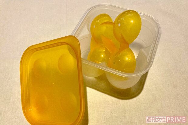 味付けたまごメーカー／110円（税込）パッケージにはたまごの茹で時間の目安が書いてある