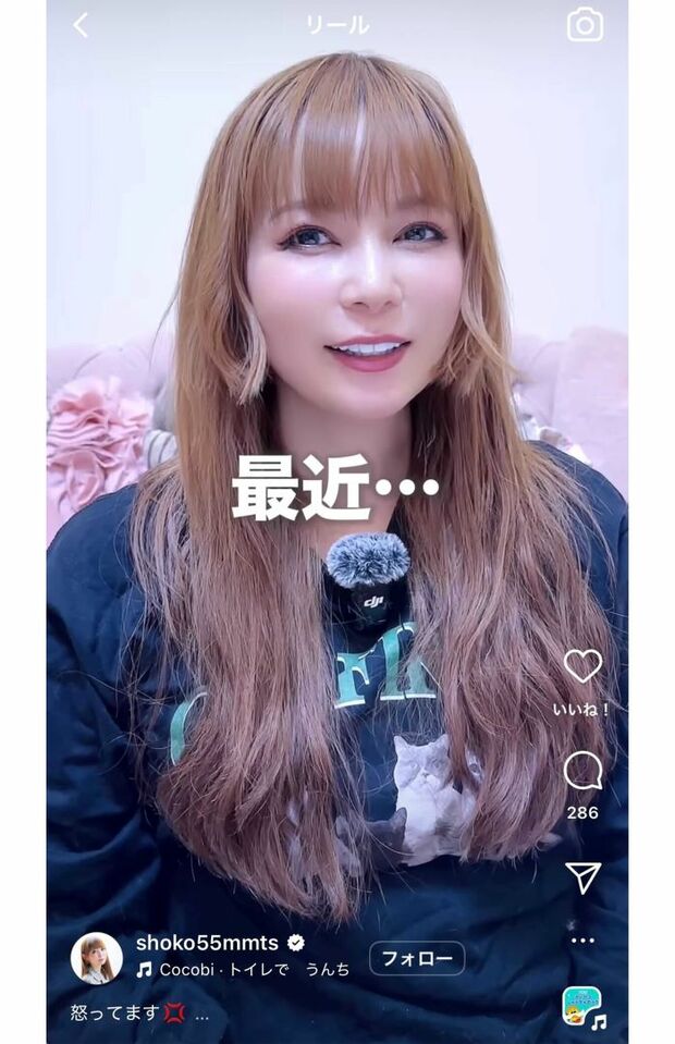 「トイレを流さない人」に文句を述べた中川翔子(本人インスタグラムより)