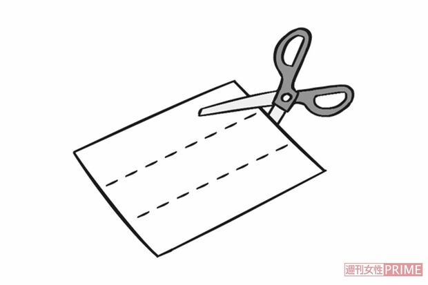 半紙の切り方　イラスト／はやかわくにこ