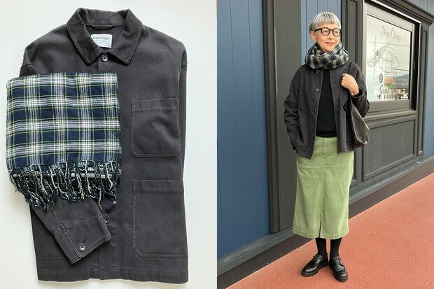 大判のショールは、寒い日には肩から羽織れて室内ではひざ掛けにもなりとても実用的